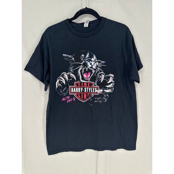 Harry Styles Shirt Mens Large Black Fine Line Graphic Tee Music Cat All The Love - Picture 1 of 6